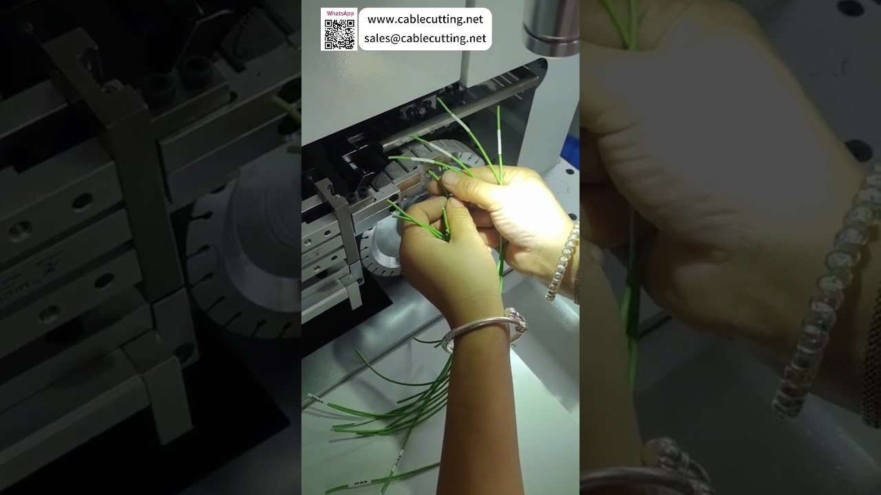 Máy gia công ống co nhiệt tự động tích hợp: cấp liệu, luồn dây, cắt và sấy
